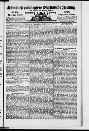 Königlich privilegirte Berlinische Zeitung von Staats- und gelehrten Sachen vom 26.11.1895