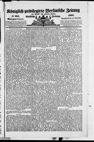 Königlich privilegirte Berlinische Zeitung von Staats- und gelehrten Sachen vom 14.12.1895
