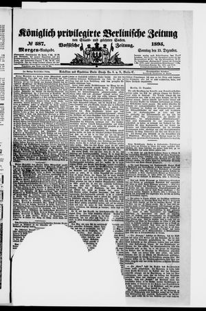 Königlich privilegirte Berlinische Zeitung von Staats- und gelehrten Sachen vom 15.12.1895