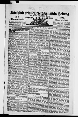 Königlich privilegirte Berlinische Zeitung von Staats- und gelehrten Sachen vom 01.01.1896