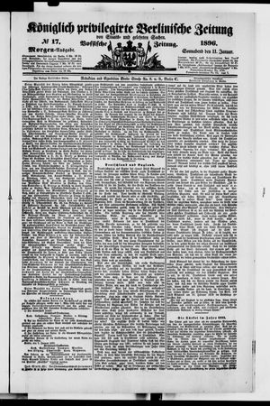 Königlich privilegirte Berlinische Zeitung von Staats- und gelehrten Sachen vom 11.01.1896
