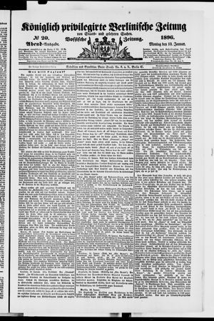 Königlich privilegirte Berlinische Zeitung von Staats- und gelehrten Sachen vom 13.01.1896