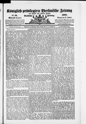 Königlich privilegirte Berlinische Zeitung von Staats- und gelehrten Sachen vom 27.01.1896