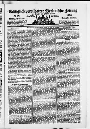 Königlich privilegirte Berlinische Zeitung von Staats- und gelehrten Sachen on Feb 4, 1896