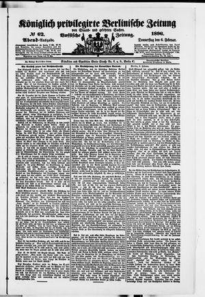 Königlich privilegirte Berlinische Zeitung von Staats- und gelehrten Sachen on Feb 6, 1896