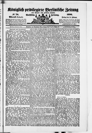 Königlich privilegirte Berlinische Zeitung von Staats- und gelehrten Sachen on Feb 14, 1896