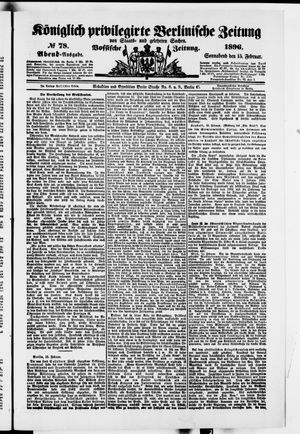 Königlich privilegirte Berlinische Zeitung von Staats- und gelehrten Sachen vom 15.02.1896