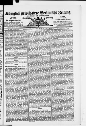 Königlich privilegirte Berlinische Zeitung von Staats- und gelehrten Sachen vom 18.02.1896
