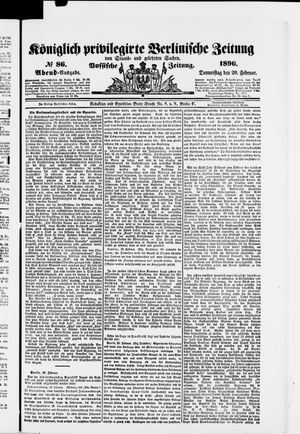 Königlich privilegirte Berlinische Zeitung von Staats- und gelehrten Sachen vom 20.02.1896