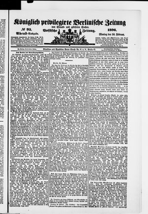 Königlich privilegirte Berlinische Zeitung von Staats- und gelehrten Sachen vom 24.02.1896