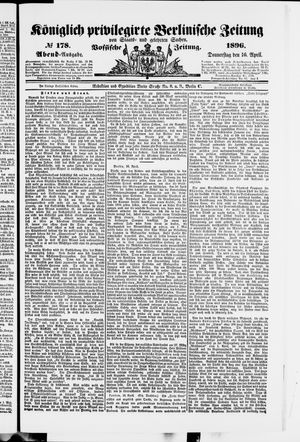 Königlich privilegirte Berlinische Zeitung von Staats- und gelehrten Sachen on Apr 16, 1896