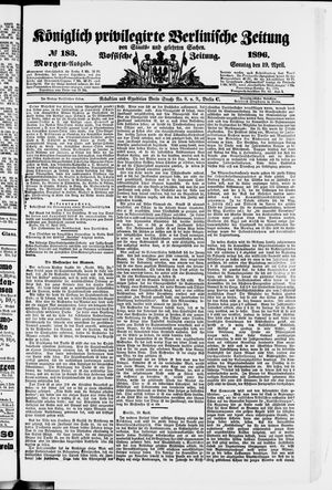 Königlich privilegirte Berlinische Zeitung von Staats- und gelehrten Sachen on Apr 19, 1896