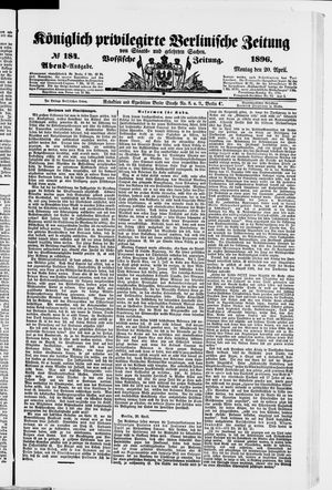 Königlich privilegirte Berlinische Zeitung von Staats- und gelehrten Sachen on Apr 20, 1896