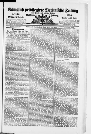 Königlich privilegirte Berlinische Zeitung von Staats- und gelehrten Sachen on Apr 21, 1896