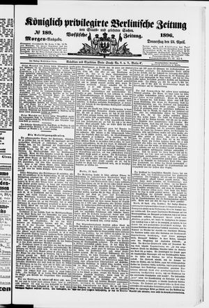 Königlich privilegirte Berlinische Zeitung von Staats- und gelehrten Sachen on Apr 23, 1896