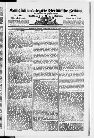 Königlich privilegirte Berlinische Zeitung von Staats- und gelehrten Sachen on Apr 27, 1896