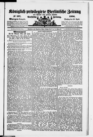 Königlich privilegirte Berlinische Zeitung von Staats- und gelehrten Sachen on Apr 28, 1896