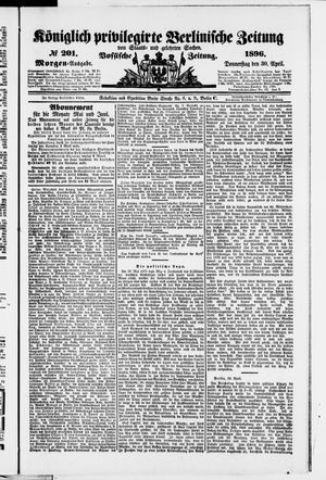 Königlich privilegirte Berlinische Zeitung von Staats- und gelehrten Sachen vom 30.04.1896