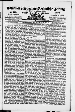Königlich privilegirte Berlinische Zeitung von Staats- und gelehrten Sachen on May 7, 1896