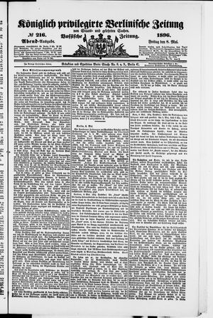 Königlich privilegirte Berlinische Zeitung von Staats- und gelehrten Sachen on May 8, 1896