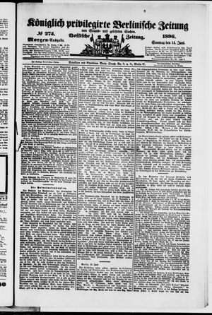 Königlich privilegirte Berlinische Zeitung von Staats- und gelehrten Sachen vom 14.06.1896