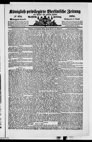 Königlich privilegirte Berlinische Zeitung von Staats- und gelehrten Sachen on Aug 11, 1896
