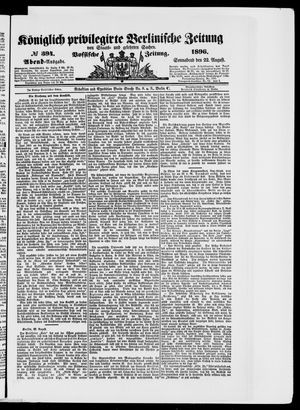 Königlich privilegirte Berlinische Zeitung von Staats- und gelehrten Sachen vom 22.08.1896