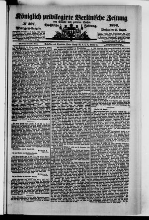 Königlich privilegirte Berlinische Zeitung von Staats- und gelehrten Sachen vom 25.08.1896