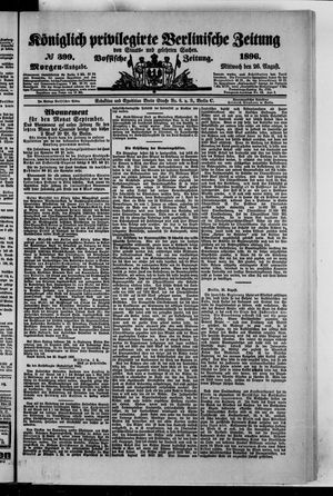 Königlich privilegirte Berlinische Zeitung von Staats- und gelehrten Sachen vom 26.08.1896