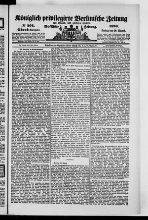 Königlich privilegirte Berlinische Zeitung von Staats- und gelehrten Sachen on Aug 28, 1896