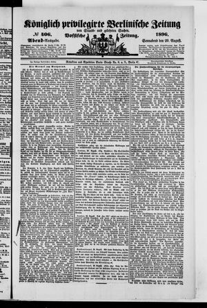 Königlich privilegirte Berlinische Zeitung von Staats- und gelehrten Sachen vom 29.08.1896