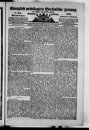 Königlich privilegirte Berlinische Zeitung von Staats- und gelehrten Sachen vom 02.09.1896