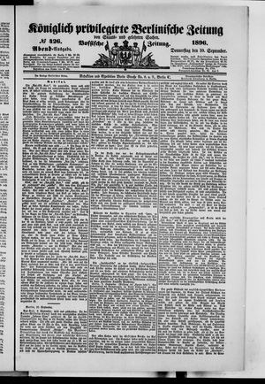 Königlich privilegirte Berlinische Zeitung von Staats- und gelehrten Sachen vom 10.09.1896