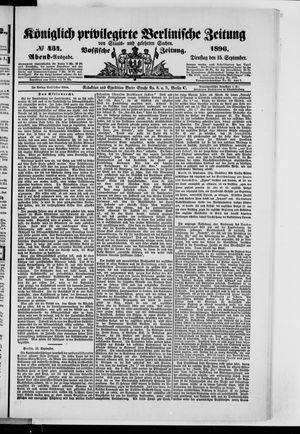 Königlich privilegirte Berlinische Zeitung von Staats- und gelehrten Sachen vom 15.09.1896
