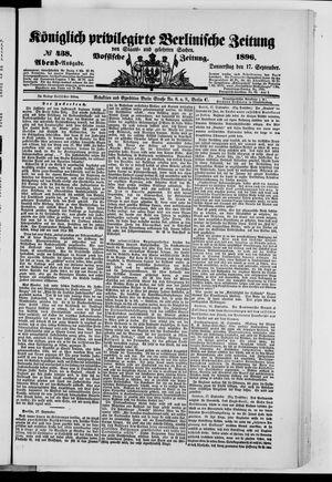 Königlich privilegirte Berlinische Zeitung von Staats- und gelehrten Sachen on Sep 17, 1896