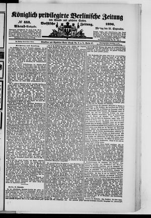 Königlich privilegirte Berlinische Zeitung von Staats- und gelehrten Sachen vom 21.09.1896