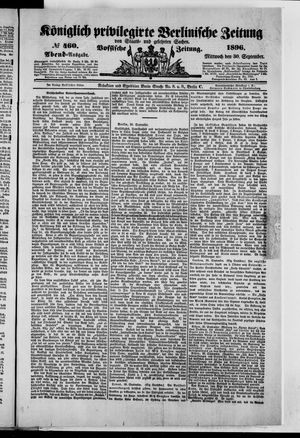 Königlich privilegirte Berlinische Zeitung von Staats- und gelehrten Sachen vom 30.09.1896