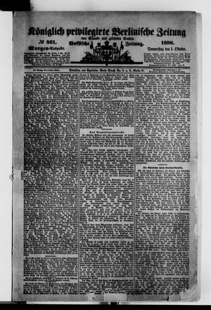 Königlich privilegirte Berlinische Zeitung von Staats- und gelehrten Sachen vom 01.10.1896