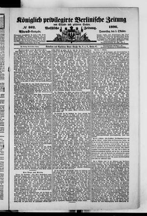 Königlich privilegirte Berlinische Zeitung von Staats- und gelehrten Sachen vom 01.10.1896