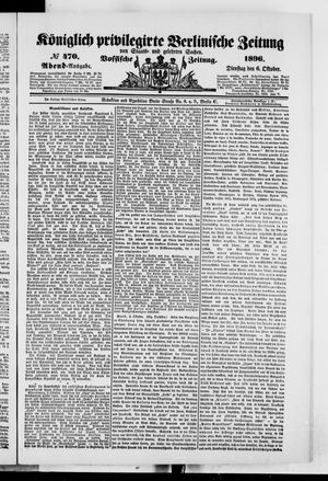 Königlich privilegirte Berlinische Zeitung von Staats- und gelehrten Sachen vom 06.10.1896