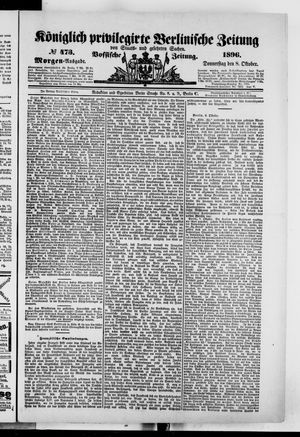 Königlich privilegirte Berlinische Zeitung von Staats- und gelehrten Sachen vom 08.10.1896