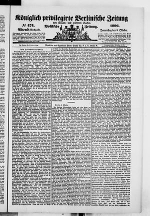 Königlich privilegirte Berlinische Zeitung von Staats- und gelehrten Sachen vom 08.10.1896
