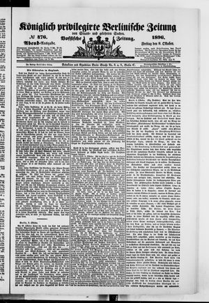 Königlich privilegirte Berlinische Zeitung von Staats- und gelehrten Sachen vom 09.10.1896