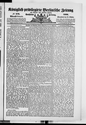 Königlich privilegirte Berlinische Zeitung von Staats- und gelehrten Sachen vom 10.10.1896