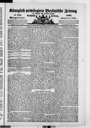 Königlich privilegirte Berlinische Zeitung von Staats- und gelehrten Sachen vom 11.10.1896