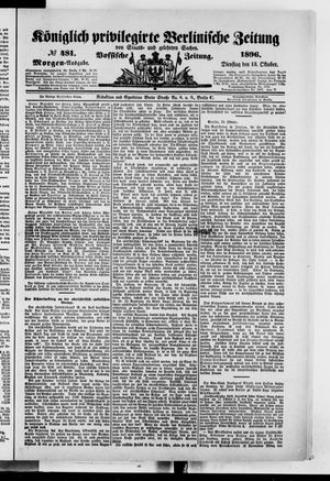 Königlich privilegirte Berlinische Zeitung von Staats- und gelehrten Sachen vom 13.10.1896