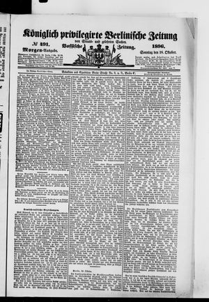 Königlich privilegirte Berlinische Zeitung von Staats- und gelehrten Sachen vom 18.10.1896