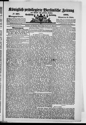 Königlich privilegirte Berlinische Zeitung von Staats- und gelehrten Sachen on Oct 28, 1896