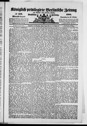 Königlich privilegirte Berlinische Zeitung von Staats- und gelehrten Sachen on Oct 29, 1896