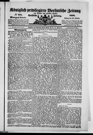 Königlich privilegirte Berlinische Zeitung von Staats- und gelehrten Sachen vom 30.10.1896